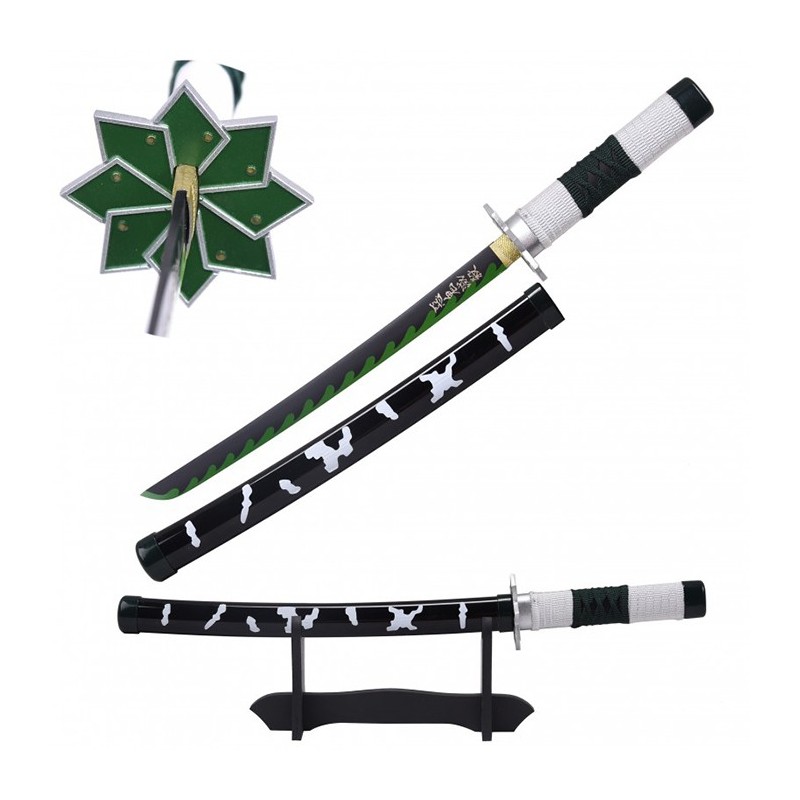 Katana Mini Non Affilata Demon Slayer Genya e Supporto Katana Mini Non Affilata Demon Slayer Genya e Supporto